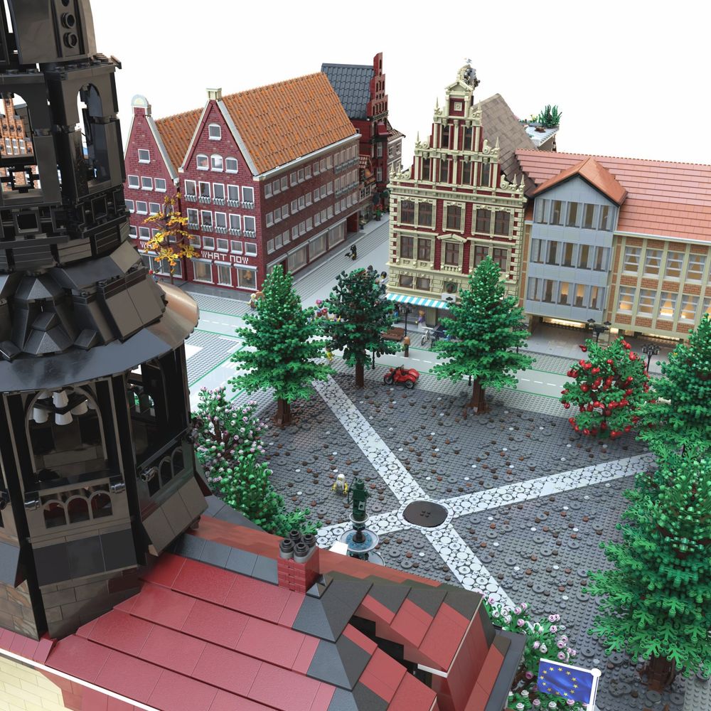 Custom Lego model of central market square in Lüneburg, Germany, by Benjamin Albrecht from https://albrick.de
