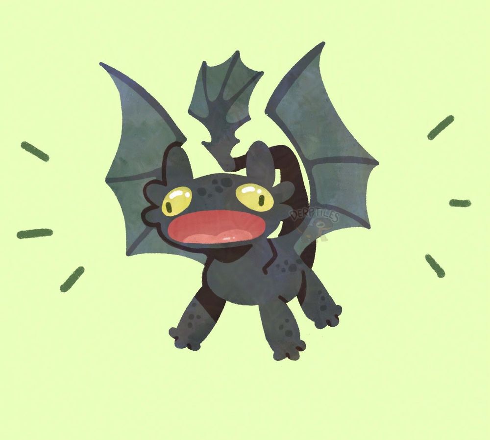 A very familiar black dragon with no teeth doing a silly dance to attract a mate