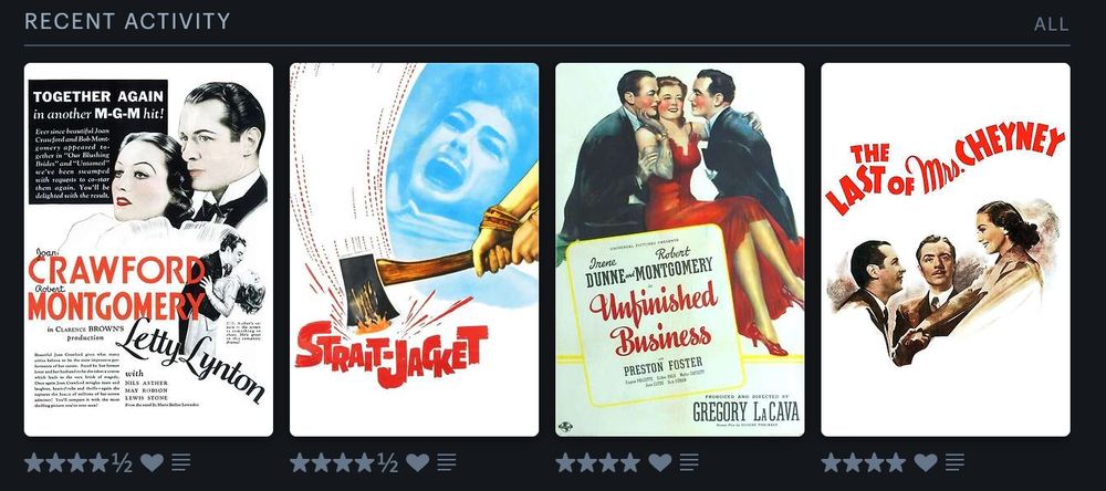 Letty Lynton (1932) / Strait-Jacket (1964) / Unfinished Business (1941) / The Last of Mrs Cheyney (1937) 