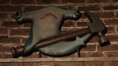 cartoon hammerhead holding a hammer