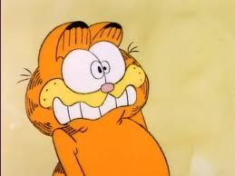 Garfield the cat having a panic attack