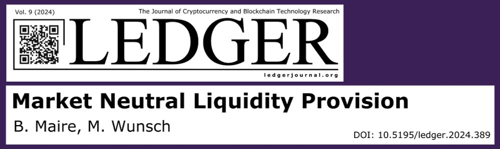 Title card for Market Neutral Liquidity Provision by B. Maire and M. Wunsch, published in Ledger Vol. 9 (2024)