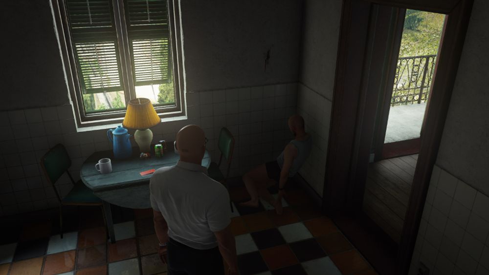 Rocco from Hitman 2016 after being assassinated by Agent 47.