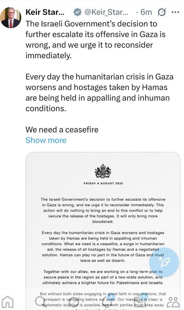 Keir Starmer statement opposing Israel Gaza policy