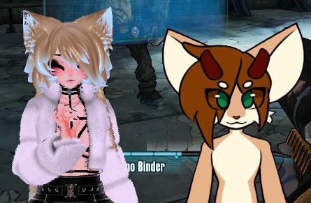 A catgirl lookin ass vtuber and a little bluey lookin guy just chillin