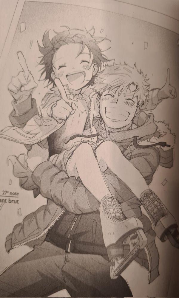 Couverture de chapitre. Tsukasa porte Inori dans ses bras. Ils ont tout les deux un très grand sourire. 