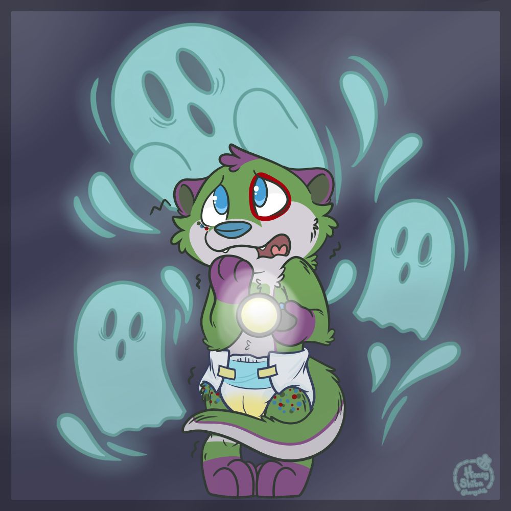 Ghost spooks a now wet Green Otter