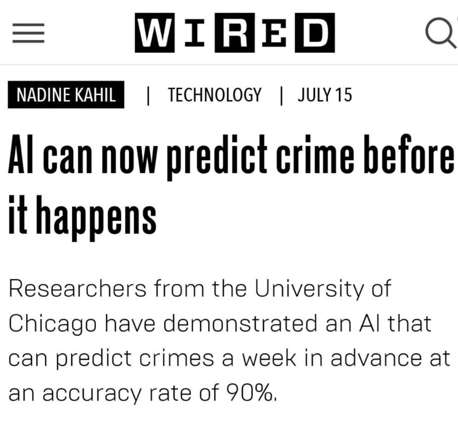Wired article saying AI can predict crime