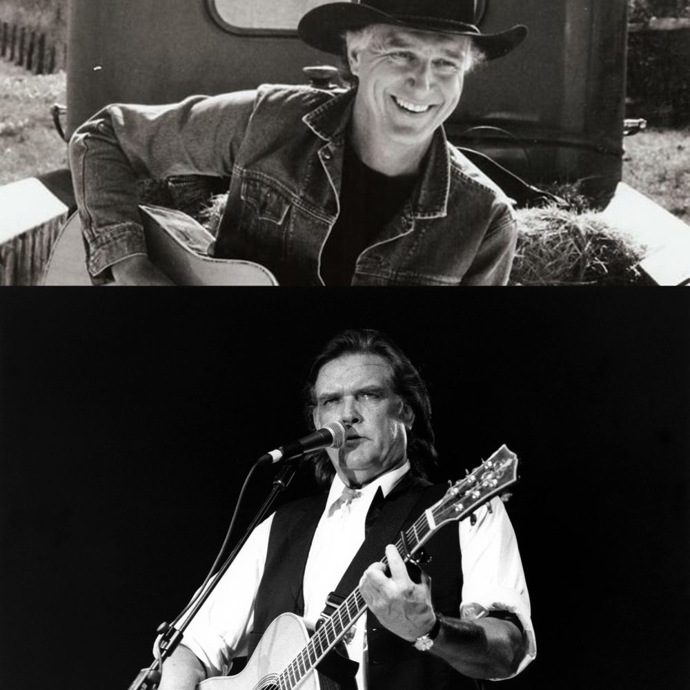 Split image. Top: Jerry Jeff Walker. Bottom: Guy Clark. 