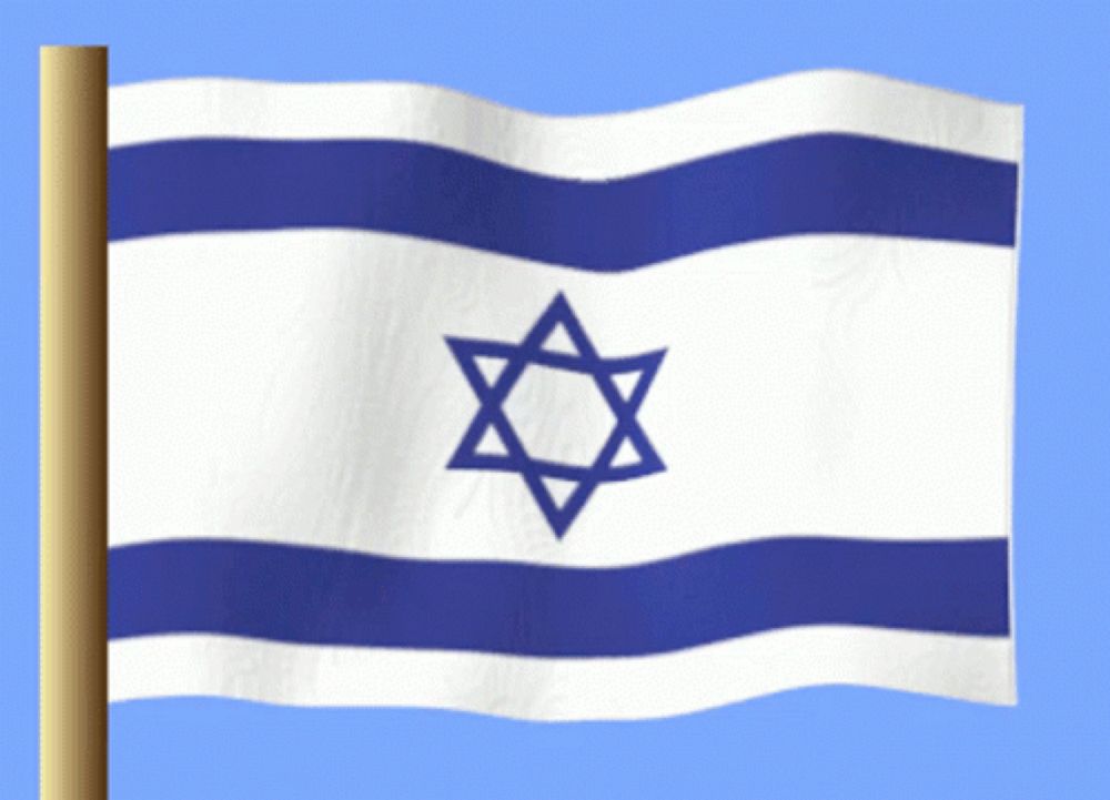 a blue and white flag with a blue star on it