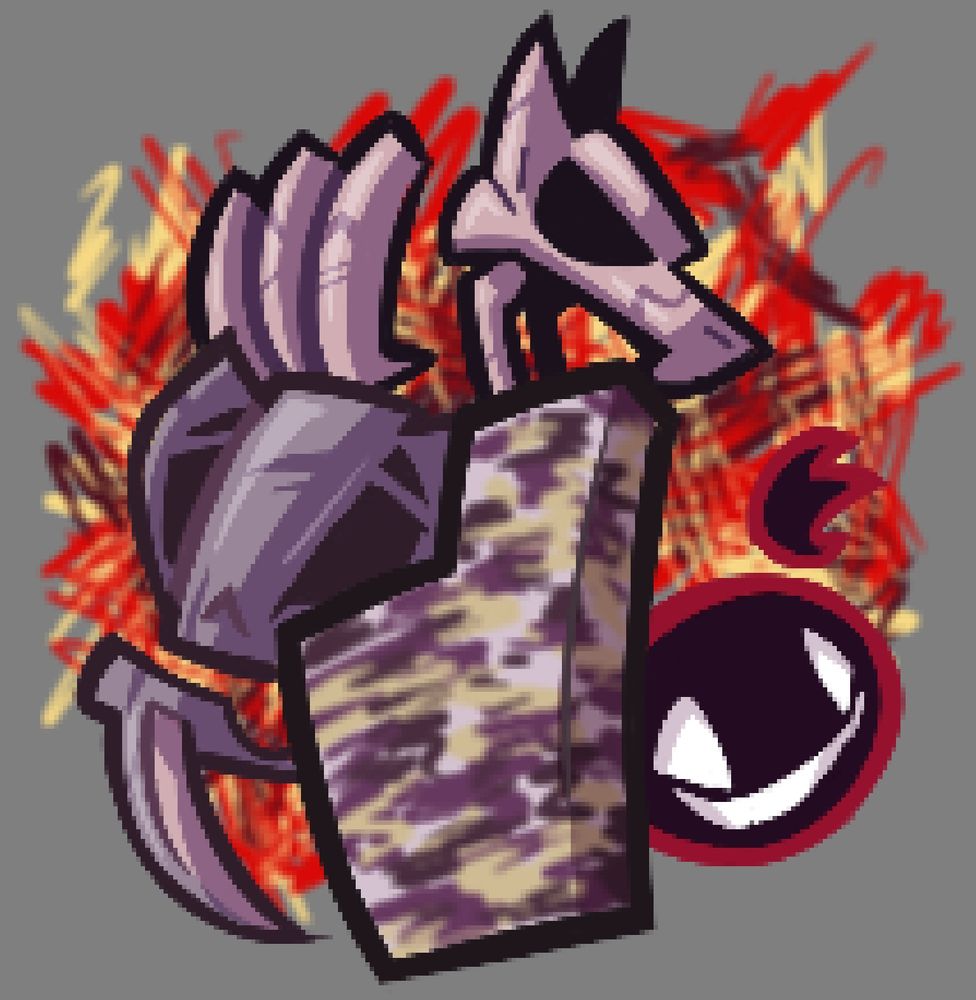 MissingNO (Pokémon)

A drawing featuring MissingNO in all of its forms, the main purple block form stands in the middle, the ghost popping out from its bottom left side and its Kabutops and Aerodactyl fossil forms are popping out of its top right, the red block form sits behind the other forms as a small backdrop to the drawing.