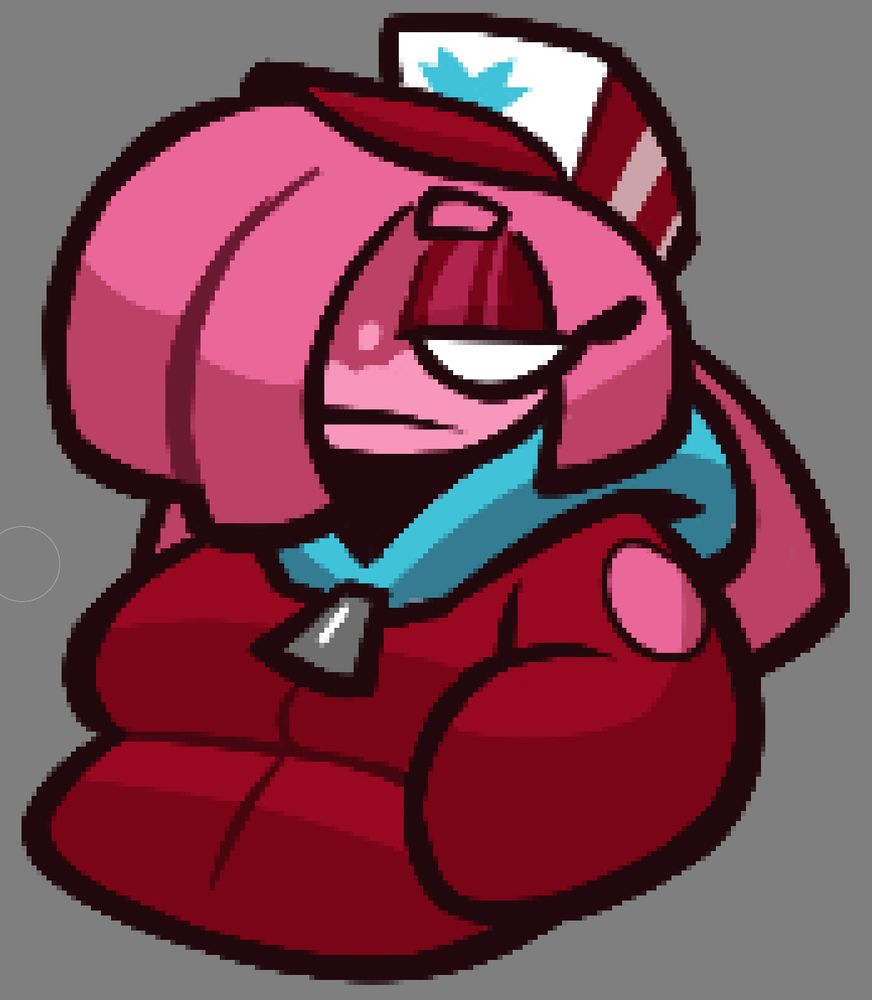 A simple drawing of my OC Bonnibel Walch. A drawing of her from the waist up, her hands in her pockets and a mildly displeased expression on her face
