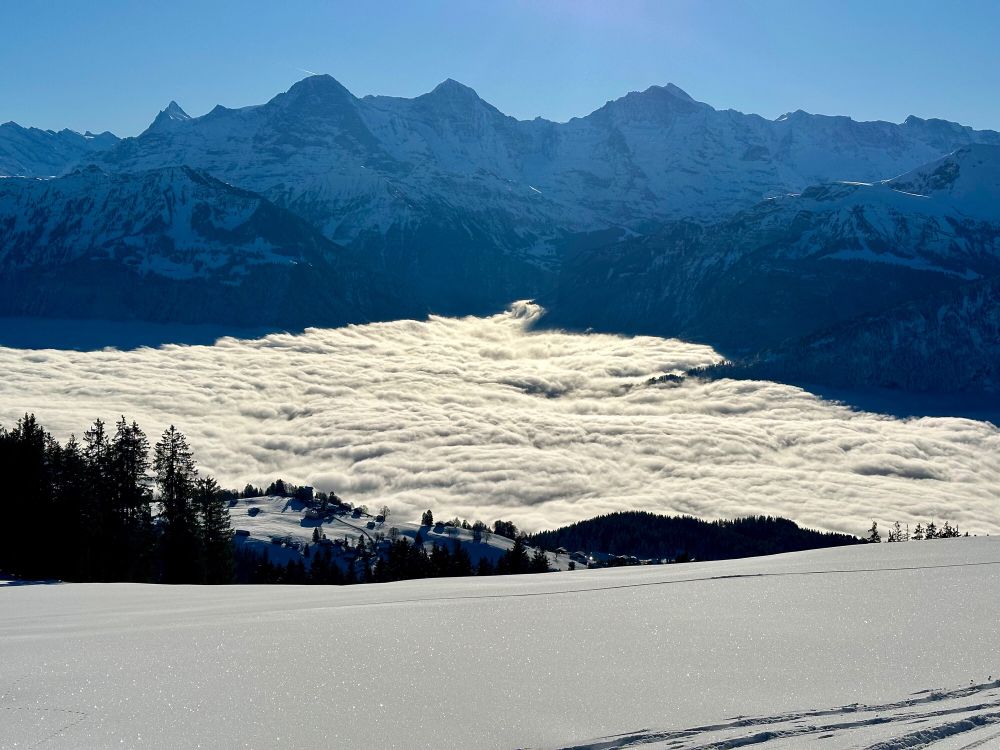 Blick auf Eiger, Mönch und Jungfrau.