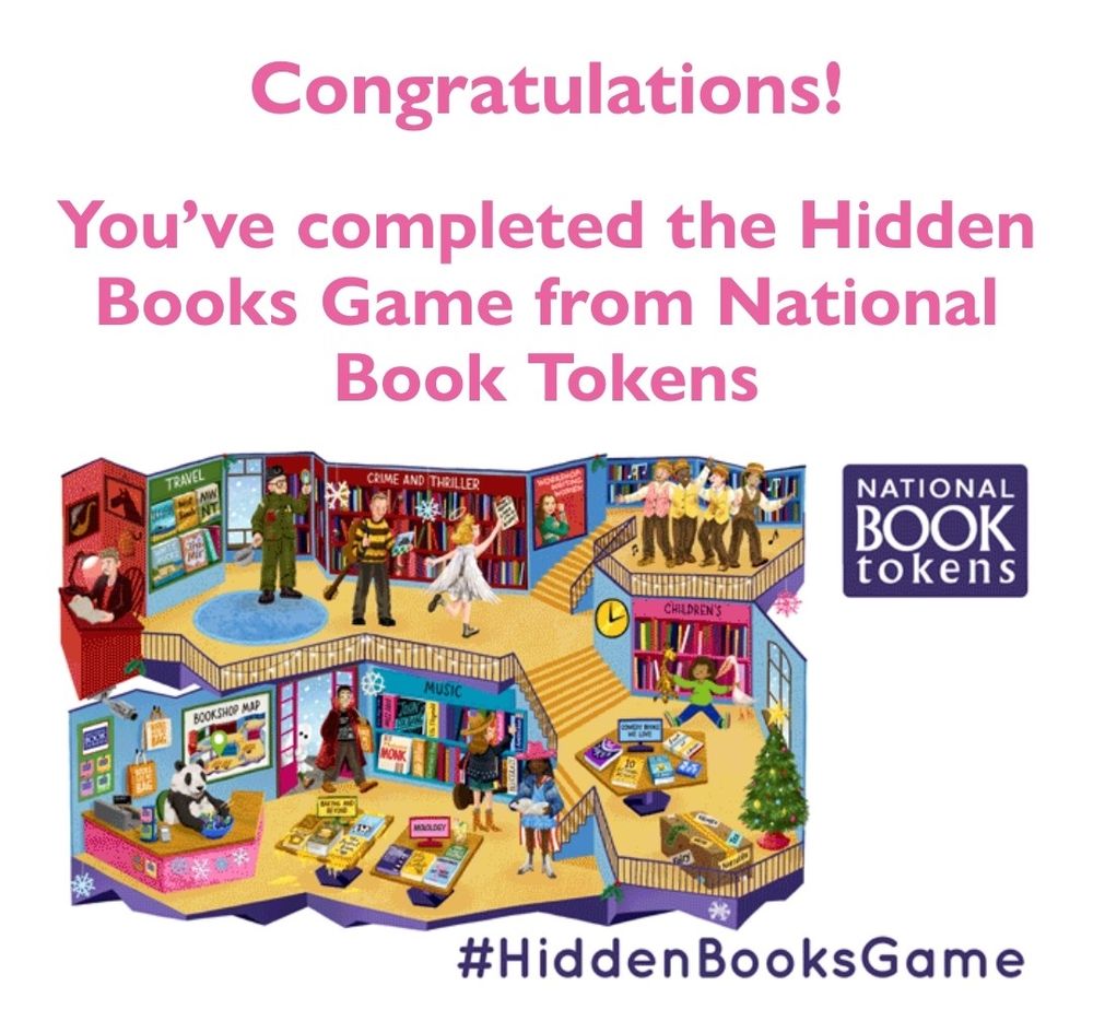 Graphic showing that I've completed the National Book Tokens Hidden Books Game