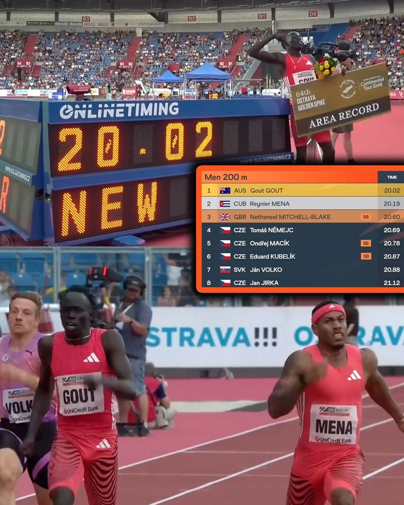 🇦🇺Gout Gout runs a new wind legal 20.02 PB and Australian national record to win the Ostrava 200m!