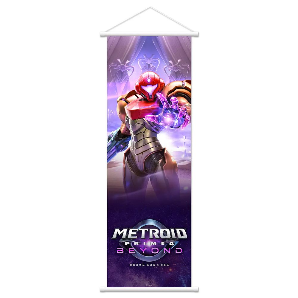 Wall scroll with Metroid Prime 4 key art