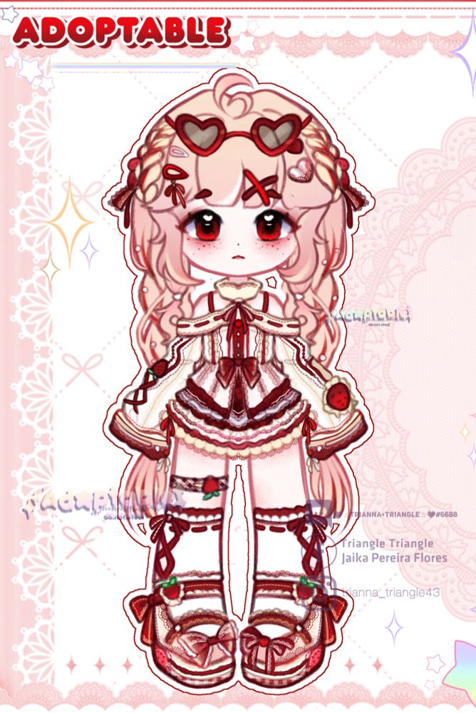 ˚₊‧꒰ა ADOPTABLE AUCTION CHIBI

✧.  ⋆ᡣ𐭩 Strawberry cutecakes 🍓🍰🎀
Sb: $18
MI: $2
AB: ?? [Highest bid automatic AB] (must be higher than sb)
AB2: $21 [Lock] 

𐙚𓏲⋆ ִֶָ ๋𓂃 ⋆ᡣ𐭩RULES🎹🌈🍰
-------------------------------------
✧.┊Paypal and Gcash , kofi are acceptable
✧.┊Auction ends when I decide to close it
✧.┊Payment must be sent within 32 hours
✧.┊You may do whatever you want with this character (commercial use only)
✧.┊You can resell it at a lower or same price this time
✧.┊do not edit/delete your bid (blacklist if did)
✧.┊ONLY do holds at 5 days only
✧.┊all AB includes commercial use!! 
˚₊‧꒰ა EXTRAS
✧.┊ $3-5 if you want to redesign and recolor 
✧.┊ if you wanna do holds for 1 week++, then there's an increase on price [+$1-5]
.𖥔 ݁ ˖ What you will get
High resulotion of the Character + pallet
