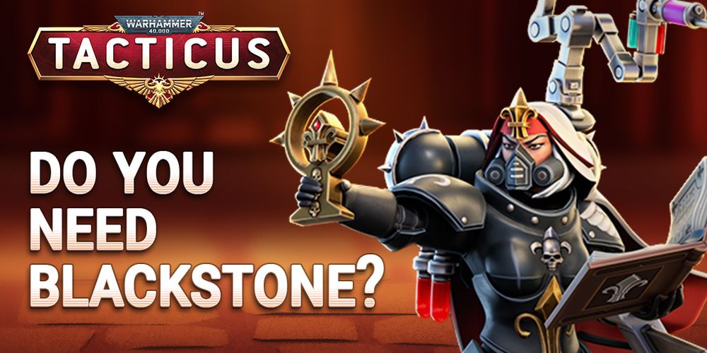 The Warhammer 40000 Tacticus character "Isabella" looks like she wants to give you a present of blackstone.