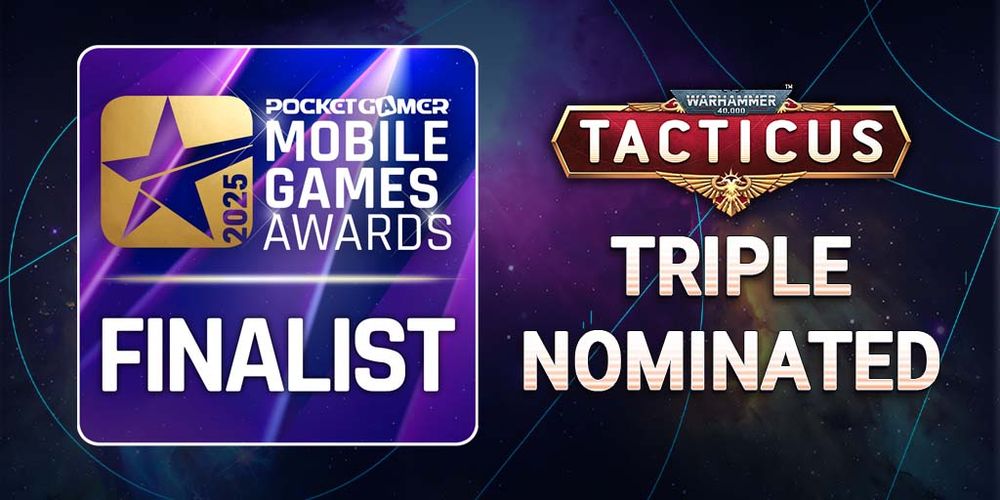 Banner with the "finalist" logo from the 2025 Pocket Gamer Awards. Whee!