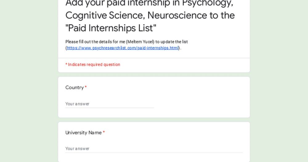 Add your paid internship in Psychology, Cognitive Science, Neuroscience to the "Paid Internships Lis...