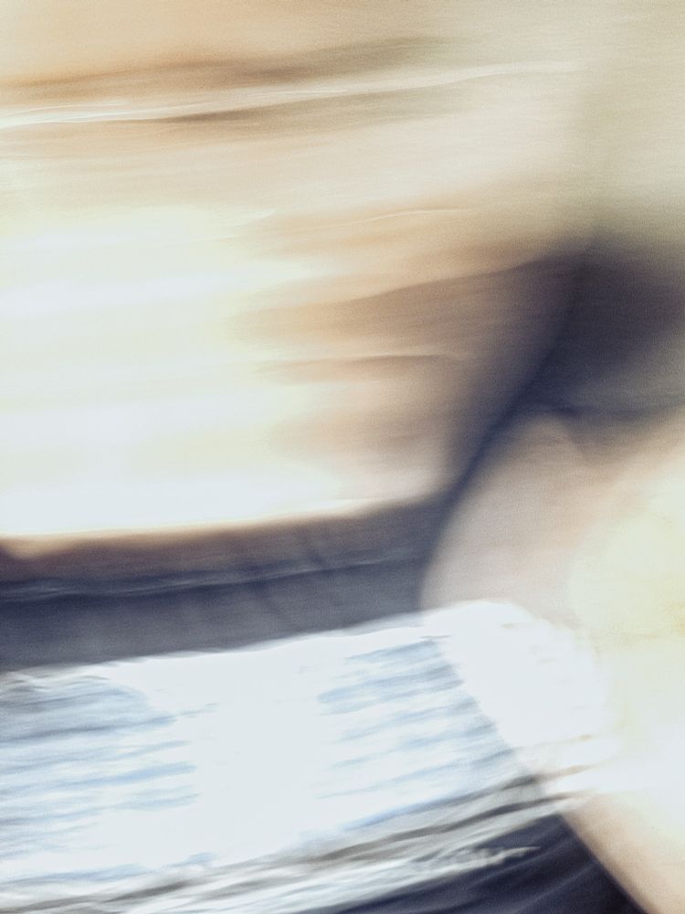 My face and body appear to blur out of frame as a representation of the feeling of disorientation and lack of stability caused by chronic intractable migraine. 