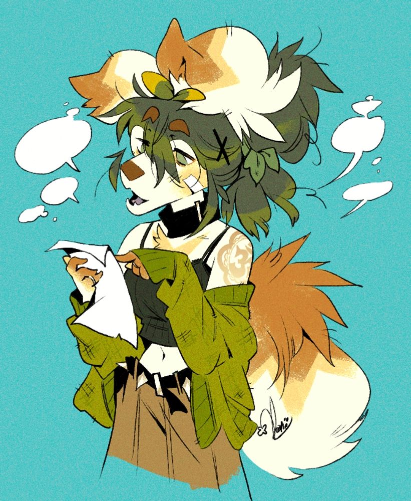 leafie holding a list and yapping