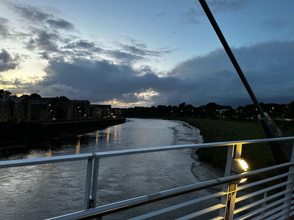 Evening photo taken from the Lune Millennium Bridge (https://en.m.wikipedia.org/wiki/Lune_Millennium_Bridge) of the River Lune itself (https://en.m.wikipedia.org/wiki/River_Lune)