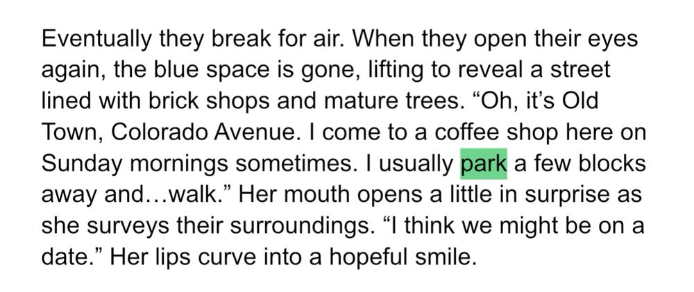 A snippet from a one of my fave Sam x Jack fic wips where their compatibility is tested in a sort of VR simulation thingie. This is part of a scene from that experience where they are in a cutesy little area on the western edge of Colorado Springs that I think Sam probably loves bc underneath all the uniforms she’s still a cute girlie. She’s telling Jack she thinks they’re supposed to be on a date in this part of the “simulation.” 