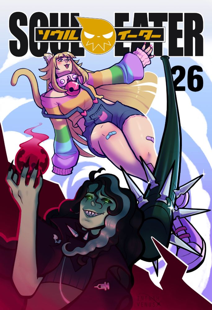 Intrah Venus and Fortune Cat drawn as Soul Eater characters.