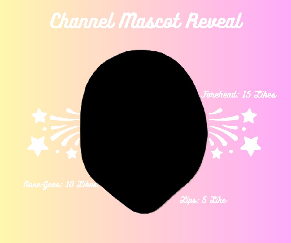 A pink lemonade gradient Channel Mascot Reveal in the same style as a VTuber model reveal. The shadow looks like a head.