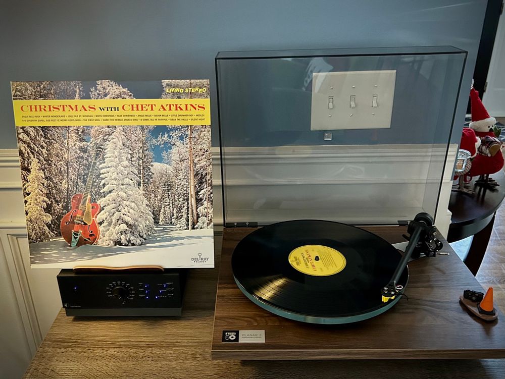 Christmas with Chet Atkins playing on a turntable 