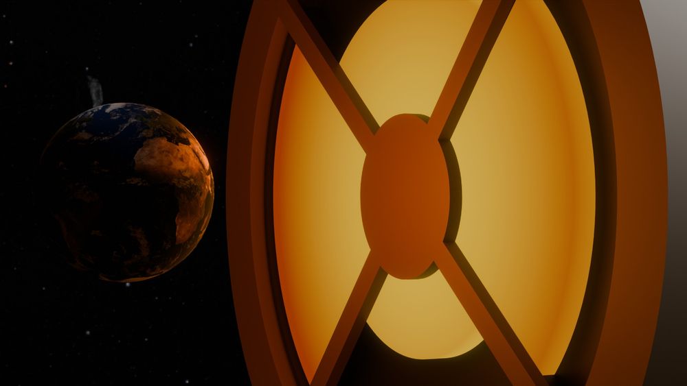 an oblivion persuasion wheel of massive proportions glowing threateningly at the earth