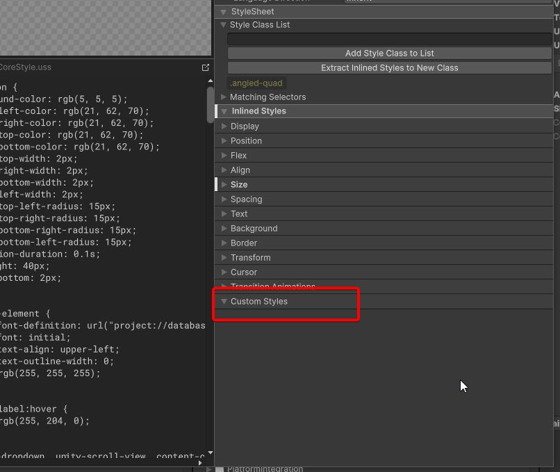 A custom foldout that has been added to the Unity UIBuilder Window via reflection.