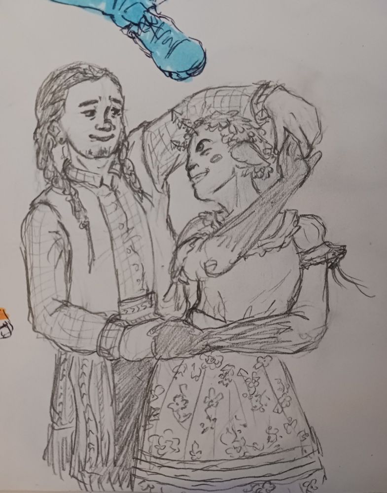 A pencil sketch of the prior image.