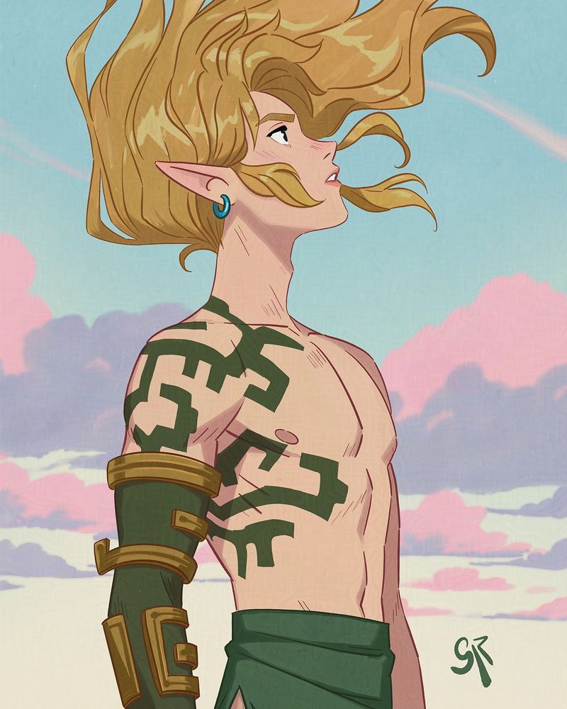 Link from Tears of the Kingdom looking up at a crying dragon in the skies above Hyrule.