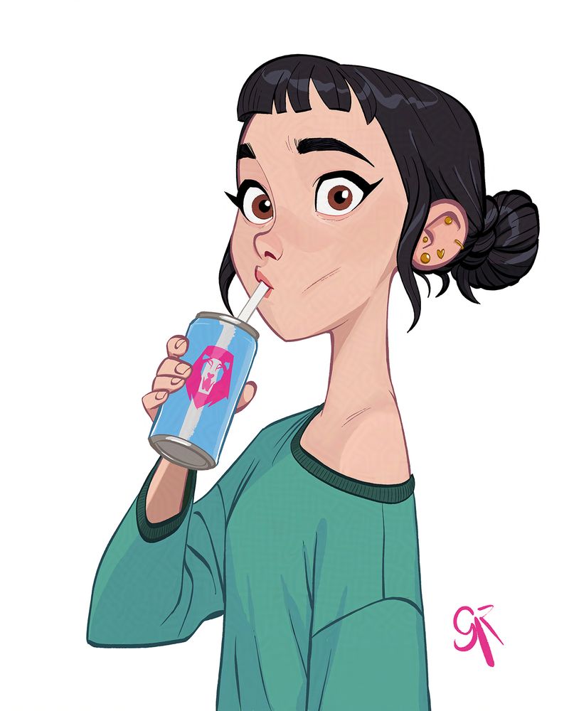 Zoey from Kpop Demon Hunter is drinking a Saja Boys Soda.