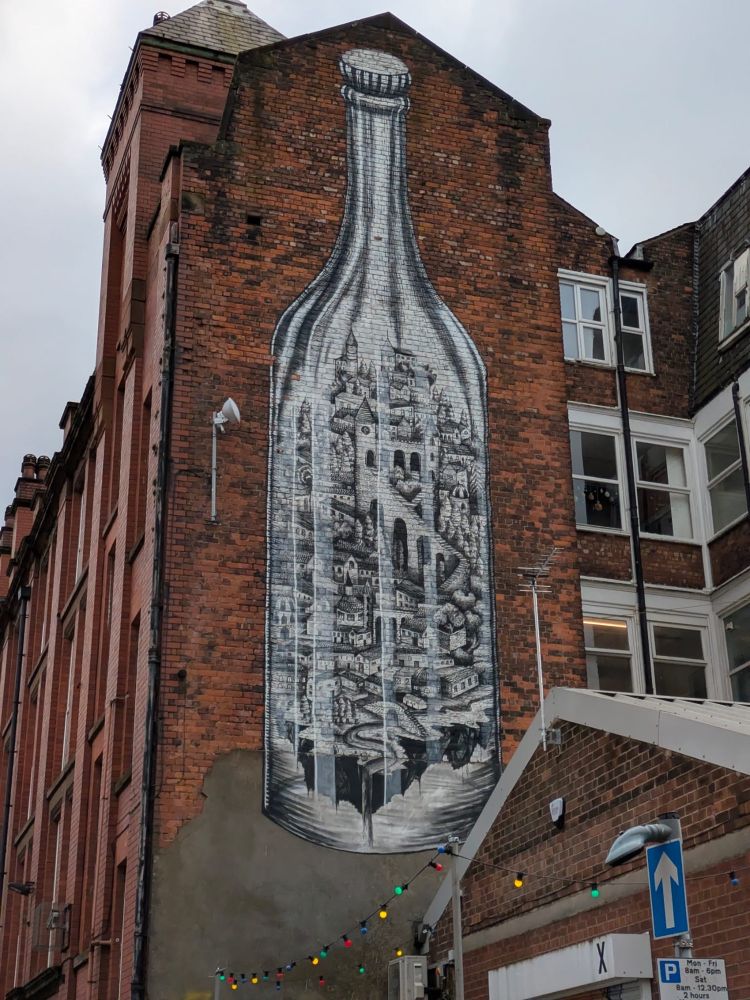 Mural in a bottle shape. 