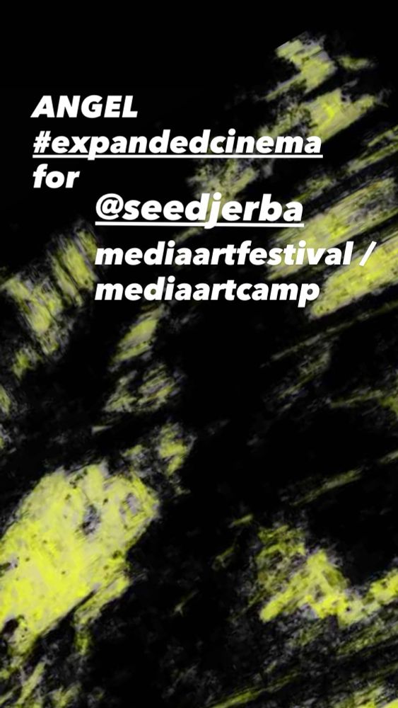 White typo as caption, abstrakt black and yellow drawing