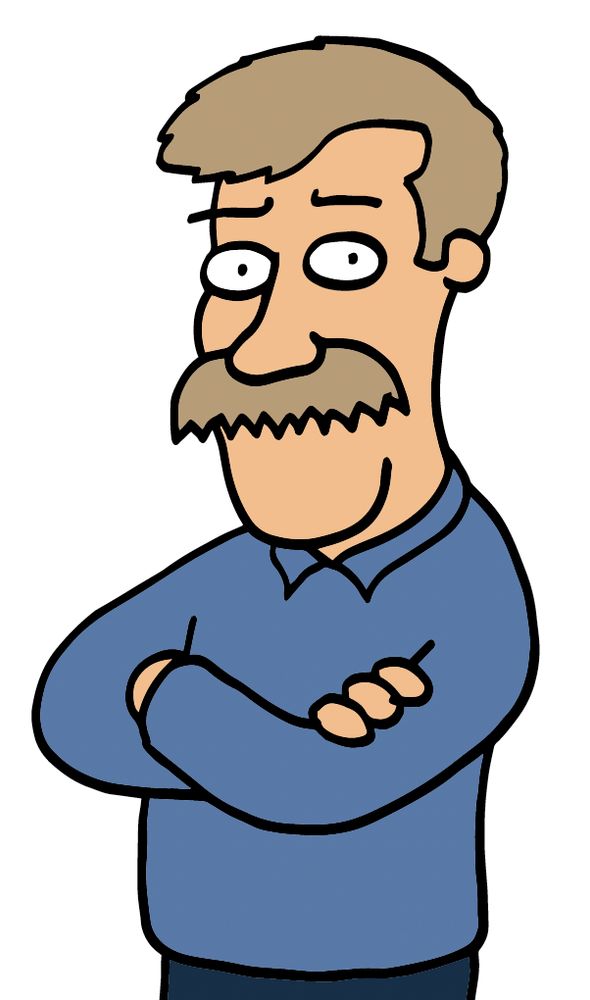 Cartoon caricature of John Christy