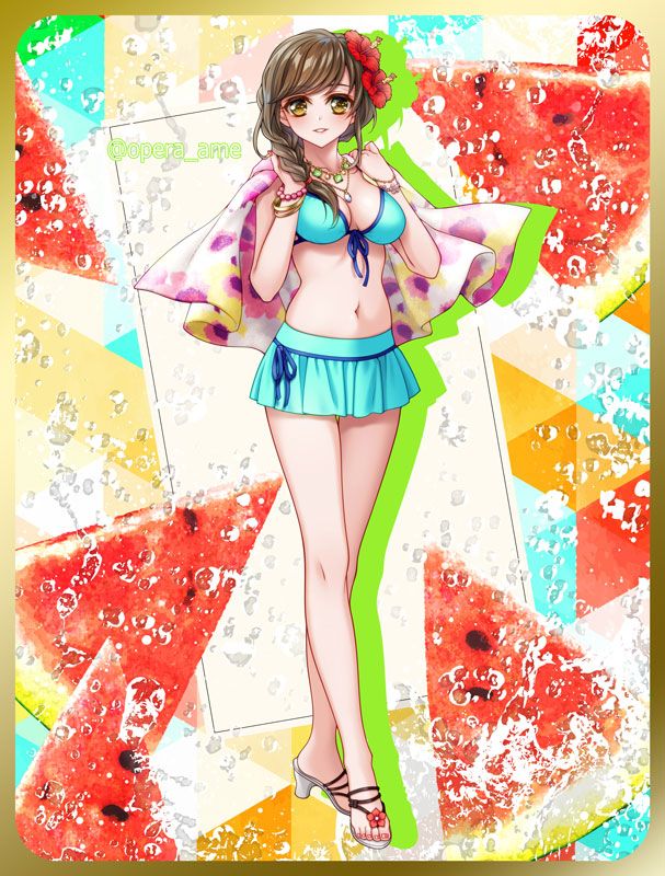 illustration, anime girl, bikini