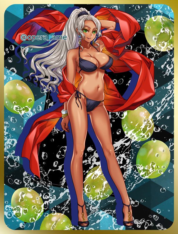 illustration, anime, girl, woman, swim wear,