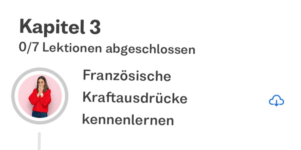 Screenshot Busuu-App: Kapitel 3 "Französische Kraftausdrücke lernen "