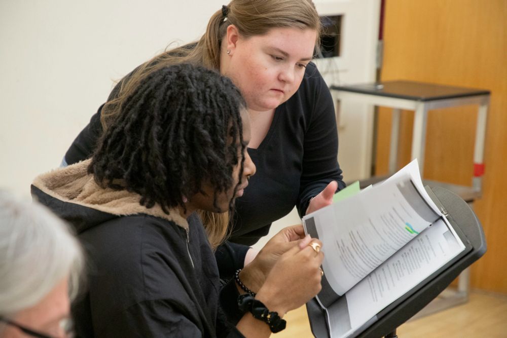 Rehearsal for Bowels of the Earth: Quinn Toussaint, Skylar Shaffer
Photo credit: Katie Simmons-Barth (katiesimmonsbarth.com)