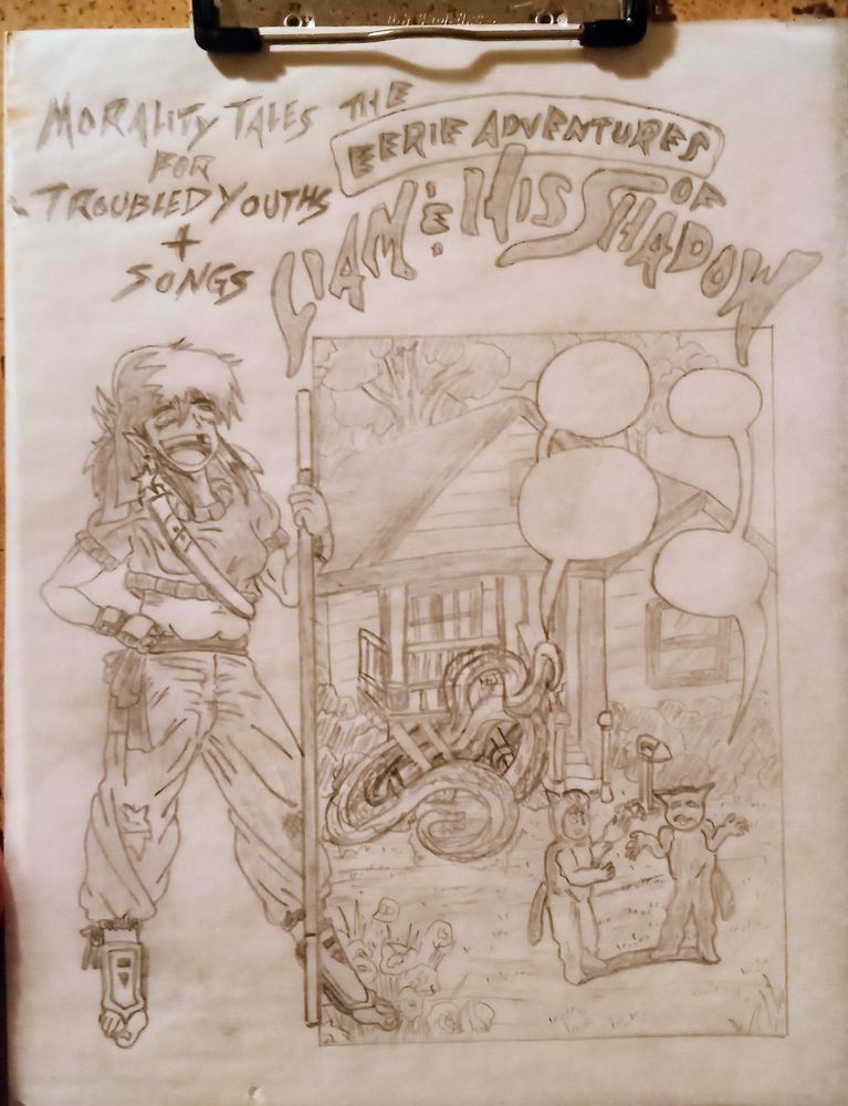 Pencil sketch of the new front cover of issue one.