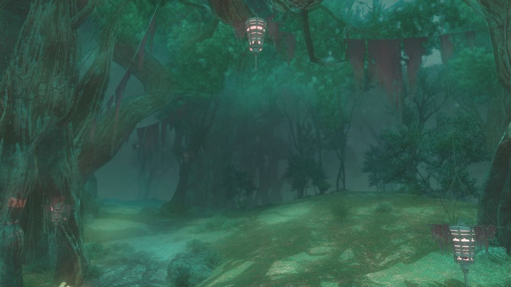 A screenshot of Final Fantasy 14 of the Rak'tika Greatwood.