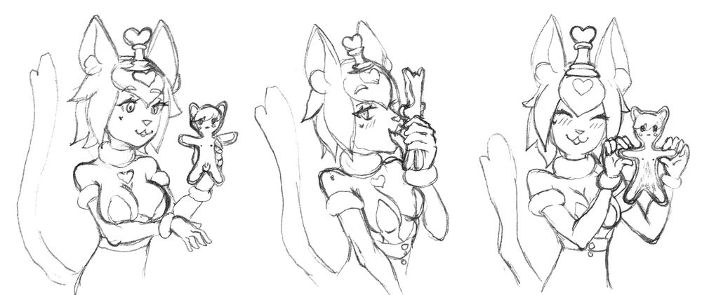 Euphemie licking the icing off a cookie that looks like Aurele. She seems pleased with herself