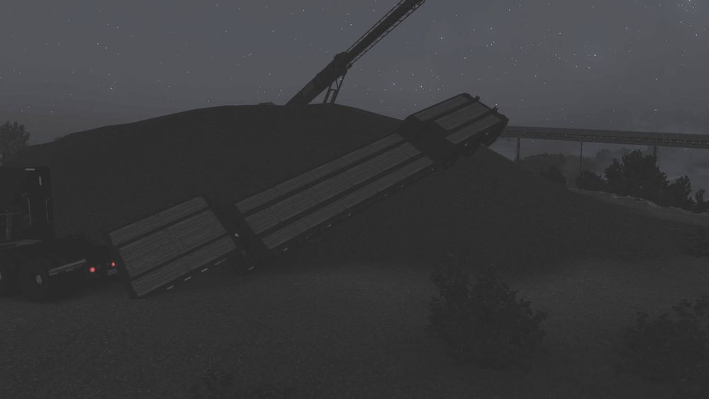 A picture from within American Truck Simulator(ATS) where my trailer is doing something it shouldn't.