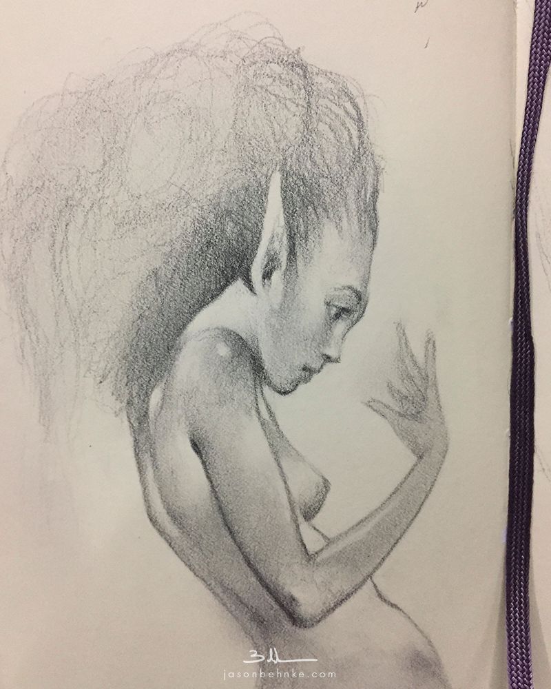 The random pencil sketch that unknowingly started this painting.