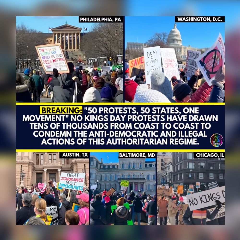 BREAKING: "50 PROTESTS, 50 STATES, ONE MOVEMENT" NO KINGS DAY PROTESTS HAVE Drawn TENS OF THOUSANDS FROM COAST TO COAST TO CONDEMN THE ANTI-DEMOCRATIC AND Illegal ACTIONS OF THIS AUTHORITARIAN REGIME.

