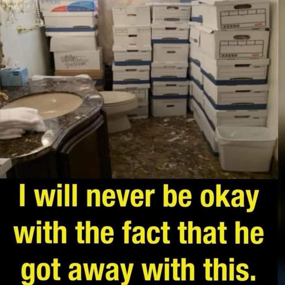 Donald Trump's bathroom filled with classified documents.

I will never be okay with the fact that he got away with this. 